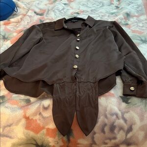 Express Brown Button-Up Blouse